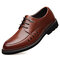 Men Hollow Out Breathable Comfy Lace Up Business Casual Formal Shoes - Brown 1