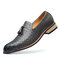 Men Brogue Style Tassel Slip-on Hard Wearing Casual Business Shoes - Gray