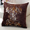 Luxurious Velour Pillow Cover Bronzing Cushion Cover Home Decor Golden Print PillowCase - Coffee