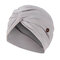 Solid Color Elastic Cap Beanie Hat Anti Ear Straps With Button - Gray