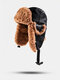 Men PU Faux Rabbit Fur Solid Color Autumn Winter Warmth Ear Protection Windproof Trapper Hat - Brown