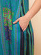 Floral Print Patchwork Sleeveless A-line Plus Size Dress - Blue