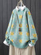 Floral Jacquard Print Pullover Long Sleeve Knit Vintage Sweater - Green
