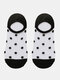 Women Cotton Glass Silk Polka Dot Pattern Fashion Thin Socks - Black