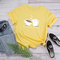 Women's T-shirt Round Neck Cotton Women's Short-sleeved Printed Shirt Creative Coffee Loose Large Size Bottoming Shirt - Yellow