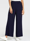 Solid Color Elastic Waist Loose Long Casual Pants for Women - Navy
