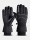 Men Plus Velvet Lengthened Knitted Elastic Wrist With Reflective Strip Windproof Waterproof Warmth Non-slip Touchscreen Gloves - Black