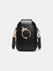 Multi-card Slot Double Zipper Design Chain Crossbady Bag Phone Bag Coin Purse - Black