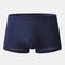 Men Thin Nude Underwear Stripe Ice Silk Seamless Boxer Briefs - Navy