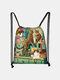 Women Cat Print Backpack Shopping Bag - #07