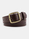Women PU Alloy Solid Color Vintage Dark Gold Square Pin Buckle Casual Decorative Belt - Coffee