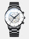 Decorated Pointer Men Business Watch Calendar Stainless Steel Leather Quartz Watch - #11