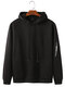 Mens Solid Cotton Flocking Drawstring Hoodies With Zipped Welt Pockets - Black