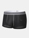 Mens Mesh Breathable Contrast Binding Geo Pattern Waistband Boxer Briefs - Black
