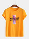 Mens Colorful Letter Graphic Printed O-Neck Breathable Top T-shirts - Yellow