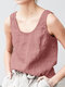 Solid Sleeveless U-neck Casual Tank Top For Women - Pink