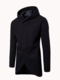 Mens Hooded Mid-long Irregular Hem Single Breasted Casual Business Trench Coats - Black