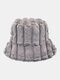 Women & Men Plush Warm Soft Outdoor Casual All-match Solid Color Bucket Hat - Gray