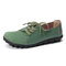LOSTISY Large Size Women Casual Soft Lightweight Splicing Leather Lace Up Flats Loafers - Green