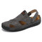 Men Two Ways Wearing Hand Stitching Beach Casual Sandals - Gray