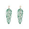 Pendiente de hojas huecas bohemias Pendiente largo de perlas geométricas vendimia Joyas para Mujer - Verde