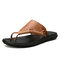 Men Microfiber Leather Clip Toe Slippers Soft Beach Water Sandals - Brown