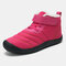 Large Size Women Snow Boots Waterproof Plush Lining Hook Loop Ankle Boots - Pink