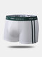 Men Hipster Side Striped Boxer Briefs Cotton Comfortable U Pouch Contrast Color Underwear - White