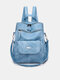 JOSEKO Women's Faux Leather Retro Fashion Casual Multifunctional Large Capacity Backpack - Blue