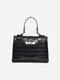 Women PU Leather Snakeskin PU Satchel Bag Crossbody Bag - Black