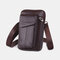 Men EDC Genuine Leather 6.5 Inch Phone Holder Multiple Styles Belt Bag Crossbody Bag - Brown 1