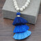 Bohemian Hit color Three-layer Stereoscopic Tassel Pendant Necklace Handmade Wooden Beaded Long Sweater Chain - Dark Blue