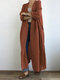 Casual Solid Color Pleated Long Sleeve Maxi Plus Size Cardigan - Orange