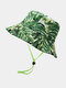 यूनिसेक्स कपास उष्णकटिबंधीय वर्षावन संयंत्र प्रिंट फैशन प्राकृतिक बाल्टी टोपी Plant - #04