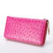 Women Genuine Leather Elegant Wallet Clutches Bag Wristlet Wallet  - Rose Red