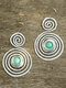 Vintage Geometric Spiral Multi-layer Wound Turquoise Alloy Earrings - Silver