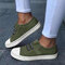 حذاء نسائي كبير الحجم قماش مرن حزام حذاء كاجوال مسطح - أخضر