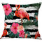 Flamingo Linen Throw Pillow Cover Pattern Watercolour Green Tropical Leaves Monstera Leaf Palm Aloha - #2