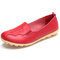 SOCOFY Big Size Pattern Leather Soft Flat Casual Shoes For Women - Red