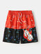Lightweight Fun Dice Printed Patchwork Pocket Board Shorts With Mesh Line - Red