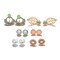 Sweet Style Earring Stud Set Flower Leaves Pearl Earrings Kit Women Rhinestone Earrings  - 01