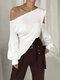 Fashion One-shoulder Hollow Plus Size Blouse - White