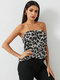 Leopard Backless Tube Sexy Tank Top - Gray