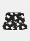 Unisex Polyester Cotton Overlay Cartoon Imp Letter Print All-match Sunshade Bucket Hat - Black