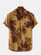 Mens Thin & Breathable Cotton Floral Print Vintage Holiday Casual Shirt - Yellow