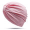 Womens Breathable Comfortable Pearl Headpiece Casual Elastic Beanie Hats Muslim Pile Heap Cap - Pink
