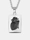 Stainless Steel Necklace Heart Shape Bead Chain Vintage Pendant Couple Necklace - #05