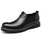 Me Vintage Outdoor Work Style Elastic Slip On Casual Leather Shoes - Black