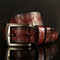 125CM Men High Quality Genuine Cowhide Leather Belt Strap Casual Pin Buckle Jeans Belt - Wine Red