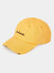 Unisex Cotton Solid Rippe Letter Embroidery All-match Sunshade Baseball Caps - Yellow